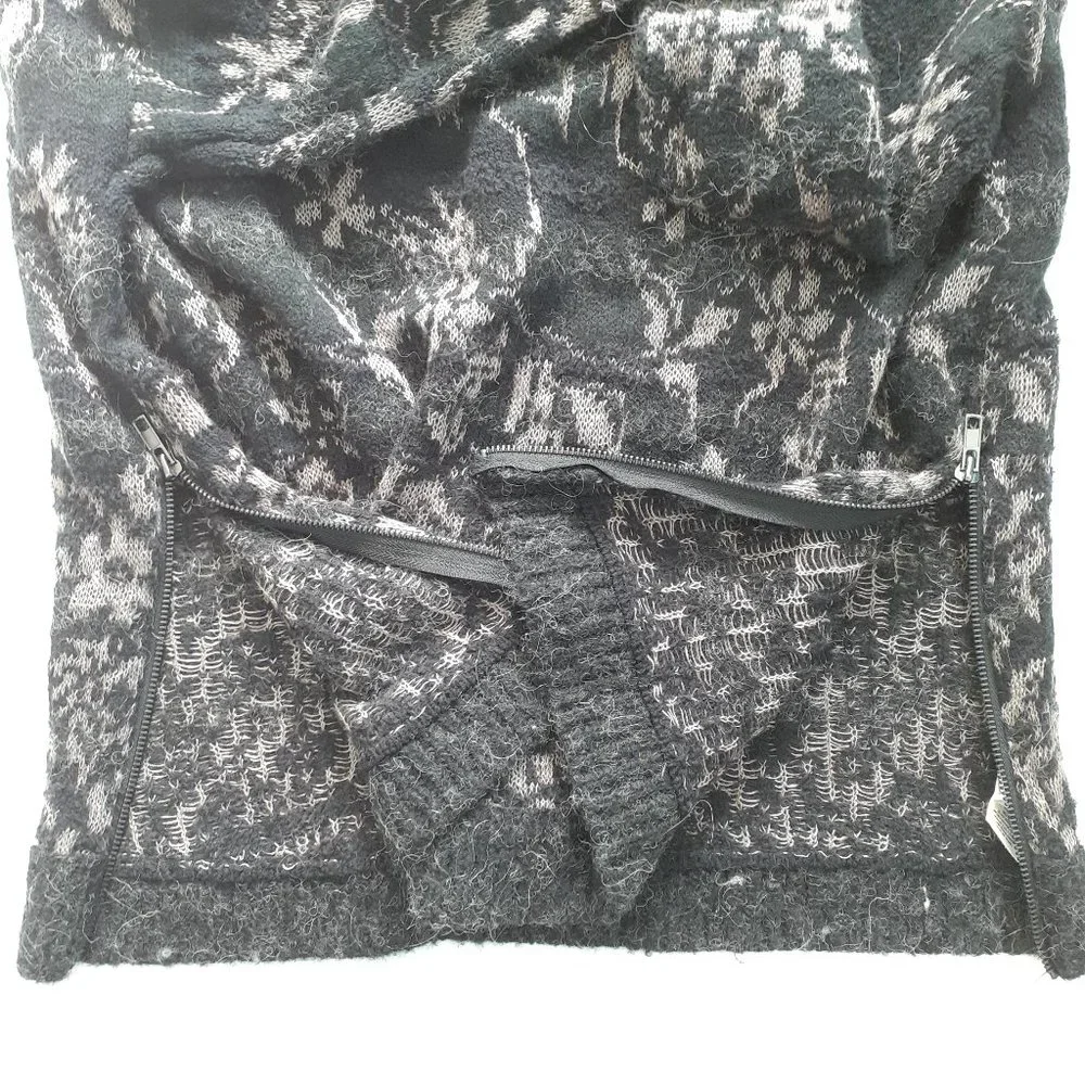 Free People Floral Fields Angora Blend Sweater Black Tan Size S